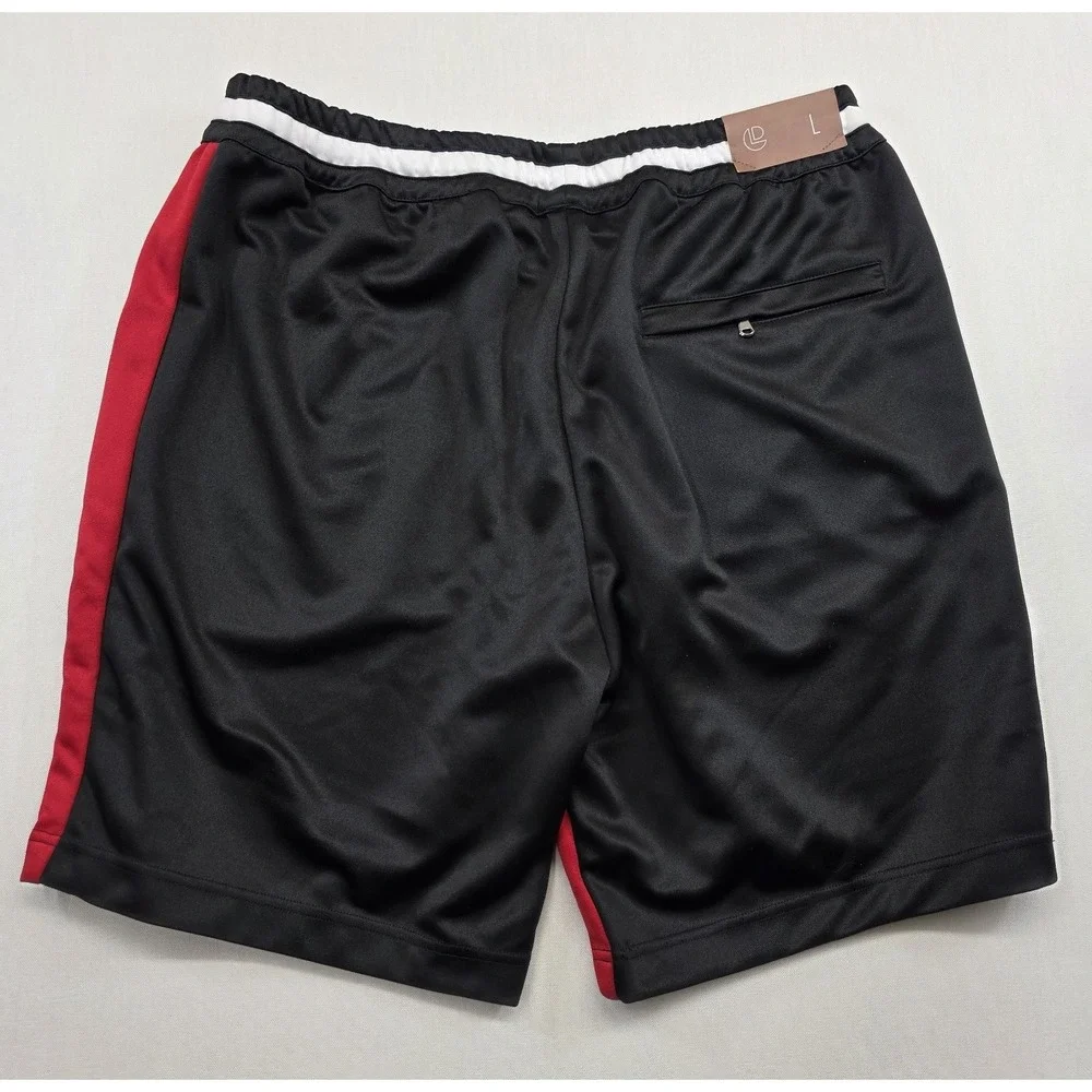 Crysp Denim Black Athletic Shorts Men's Large NWT Zip Pockets‎ Drawstring Street